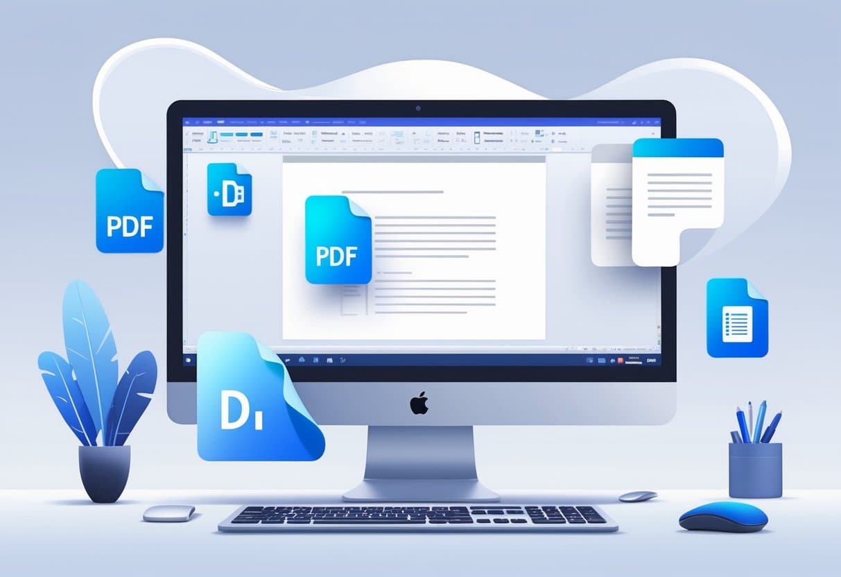 A computer screen showing a PDF file being inserted into a Word document on the screen.